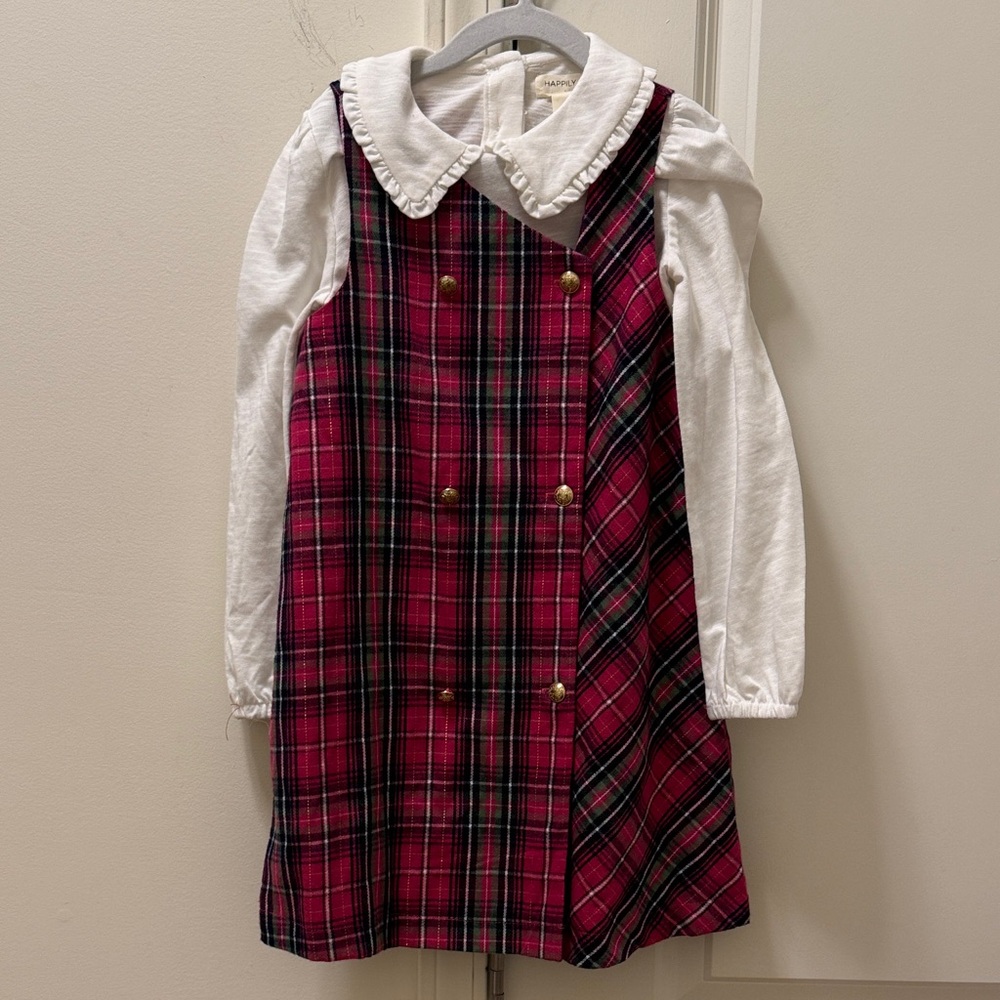 NWT Happily Grey Girl Tartan plaid dress